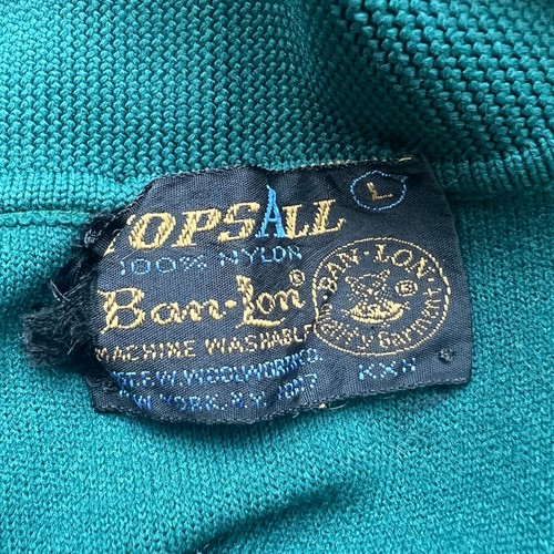Vintage 50s/60s/70s Tops-All Ban-Lon Green Polo Shirt - Men's Large (Modern Med) - Picture 5 of 7