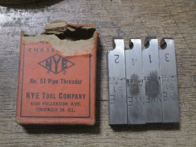 NOS NYE 4 Piece HSS Die Set 1'' - 2'' NPT 11-1/2 TPI For 51B Die Head USA