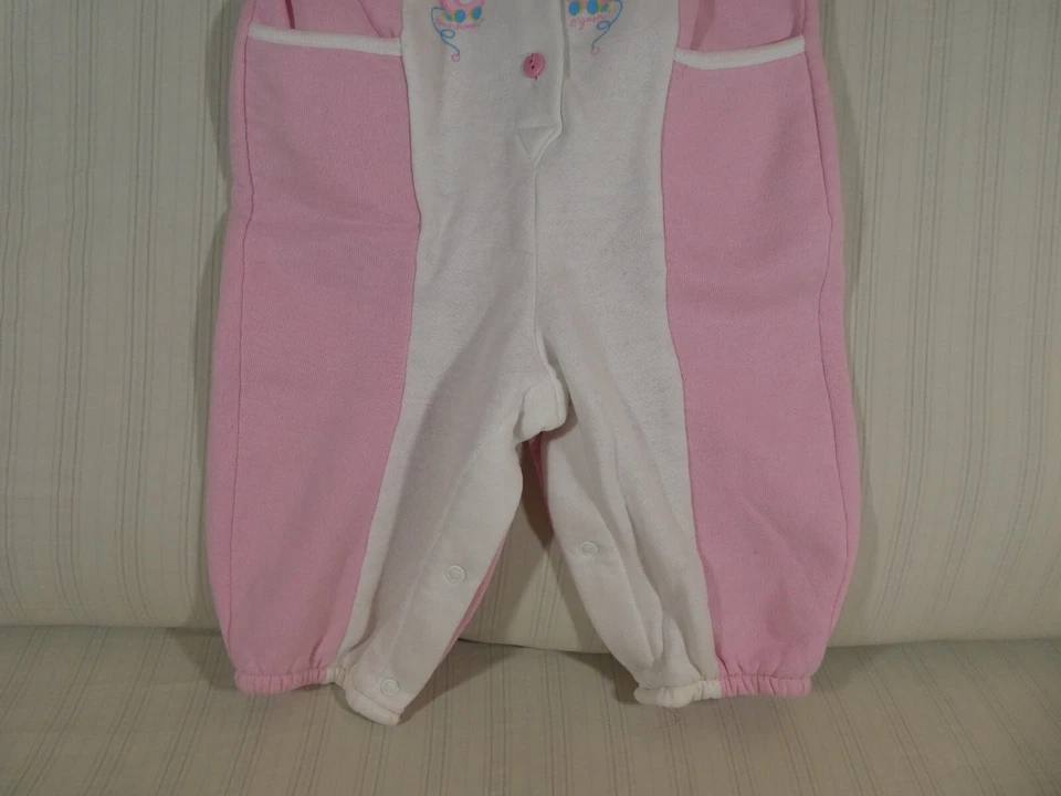 RARE Vintage Oshkosh Bgosh Pink White Fleece Romper 18M Baby Ducks Quack S1 - Image 4 of 4