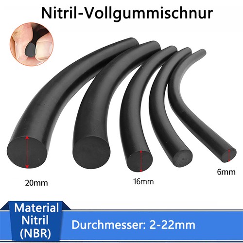 Vollgummi-Rundschnur NBR Ø 2mm-22mm Ölbeständig Gummidichtung Nitrilkautschuk - Picture 1 of 10