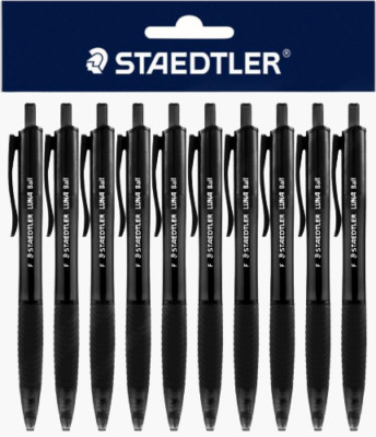 10 x STAEDTLER Luna Rite Clic 4274 BLACK INK BALL POINT PEN RETRACTABLE 0.7mm