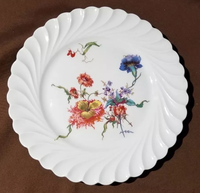 Vintage Haviland France Limoges Floral Plate Scalloped Swirl Edge 8.5