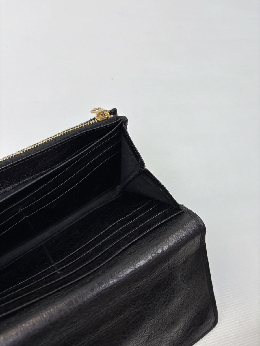 Balenciaga Giant Money Continental Black Leather Long Wallet 19.5
