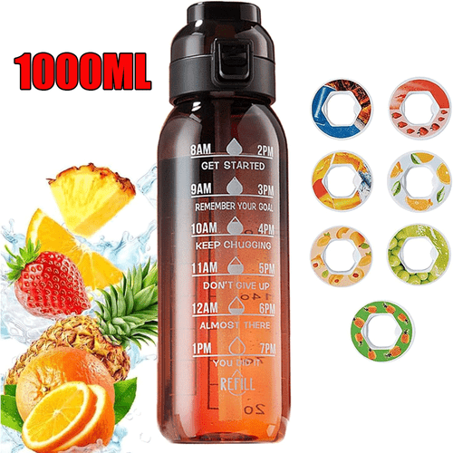 1L Drinking Bottle With 7 Different Flavors Of Scent Rings Leak-Proof Wide Mouth - Picture 12 of 13