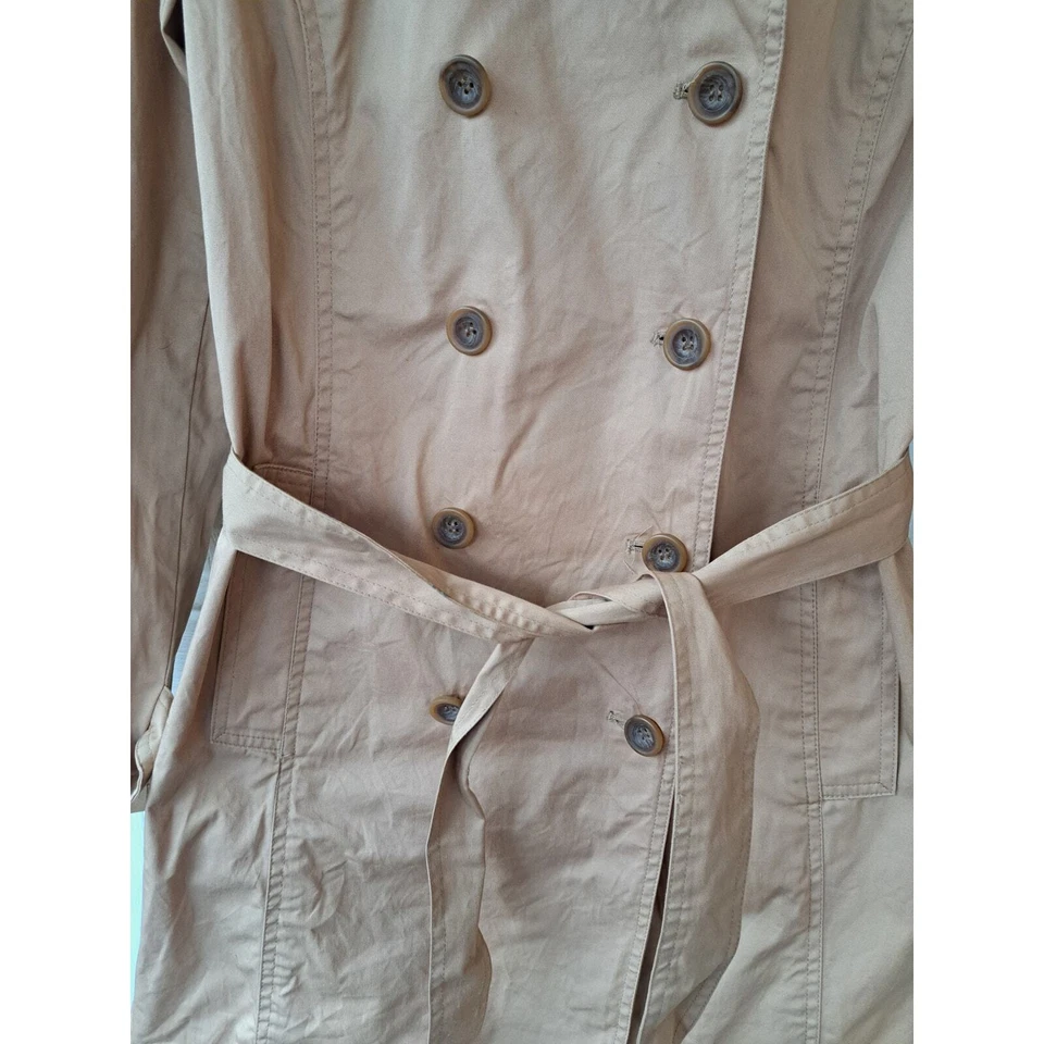 Chaqueta Abrigo Garnet Hill Para Mujer Tostado Trench Pea Talla 6 Algodón Doble Pecho   Foto 4 de 4