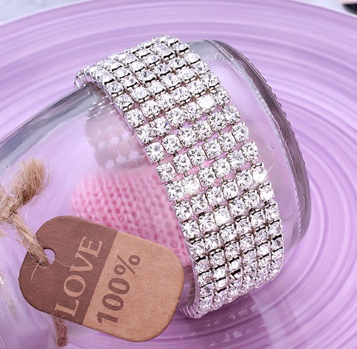 Ladies Women Full Crystal Rhinestone Bracelet Bangle For Women Bride Wedding - Picture 7 of 11