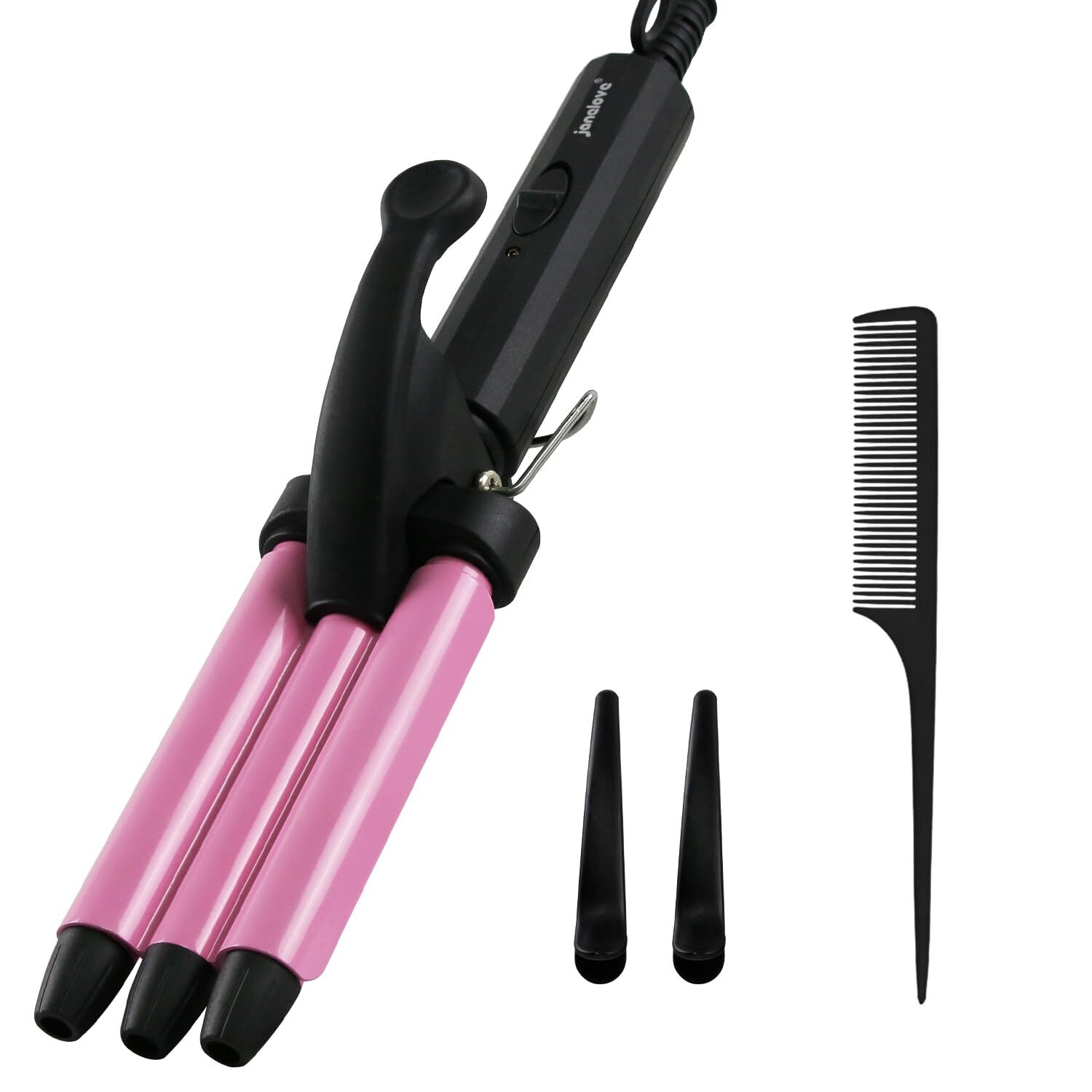 1/2 Inch Mini Hair Crimper with 3 Ceramic Barrels for Beach Waves Fast Heating 392°F