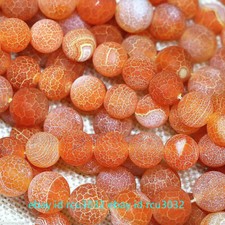 Natural Orange Dream Fire Veins Agate 6mm Gemstone Round Loose Beads 15''