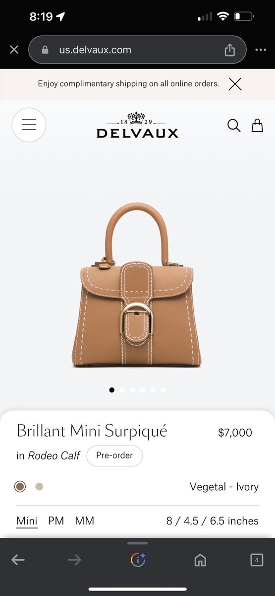 100% Authentic DELVAUX Brillant Mini Surpiquéin Rodeo Calf