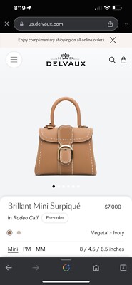 100% Authentic DELVAUX Brillant Mini Surpiquéin Rodeo Calf
