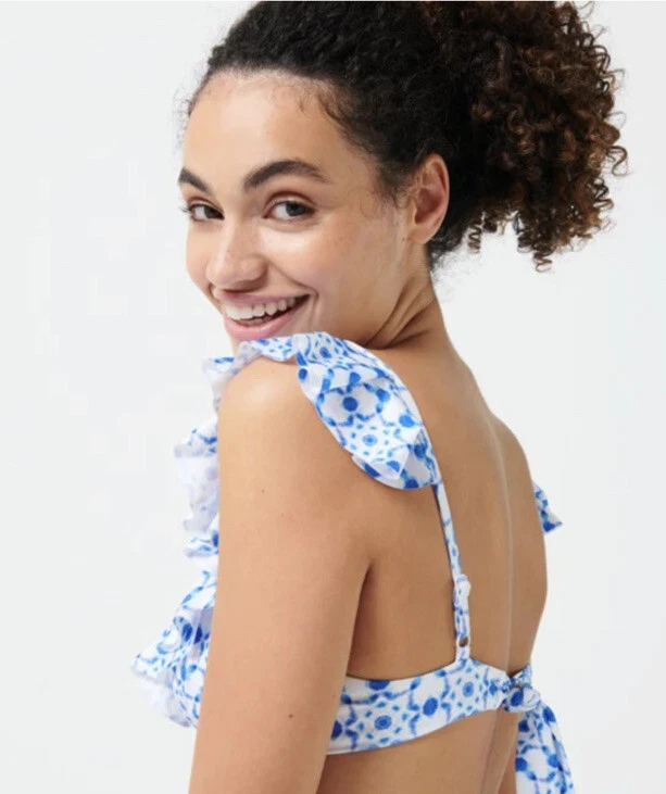 NUEVO CON ETIQUETAS 100% Auténtico TOP DE BIKINI VILEBREQUIN - Azul y Blanco - MUJER - PEQUEÑO (S) Foto 2 de 4