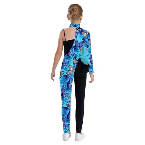 Kids Girls Jumpsuit Rhythmic Bodysuit Workout Rompers Dance Unitard Ballet Show - Picture 44 of 51