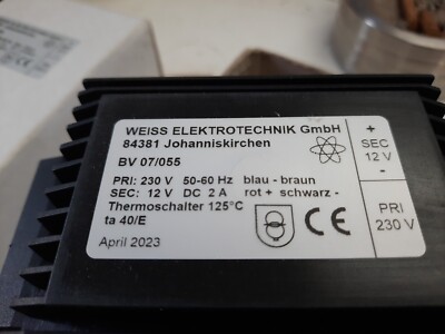 Weiss Elektrotechnik 07/055 Kompaktnetzteil Transformator / G4