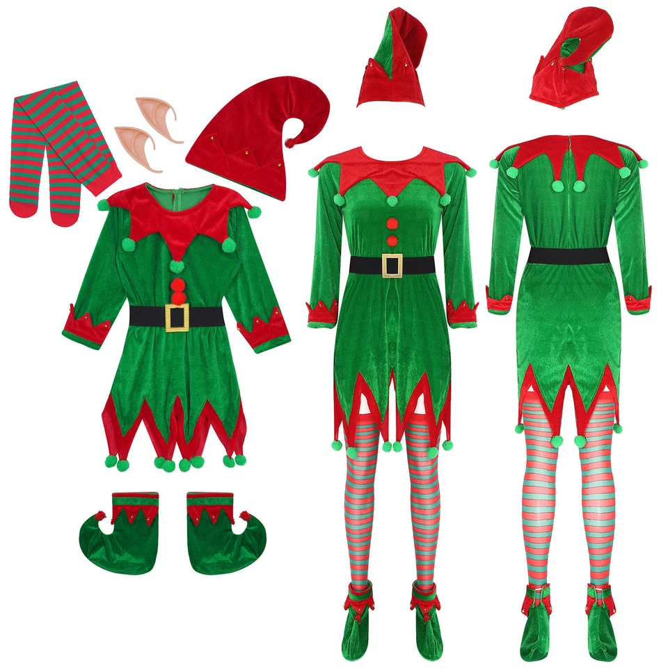 女士的女孩精灵服装圣诞花式礼服圣诞圣诞老人助手服装派对 — 第 3/3 张图片