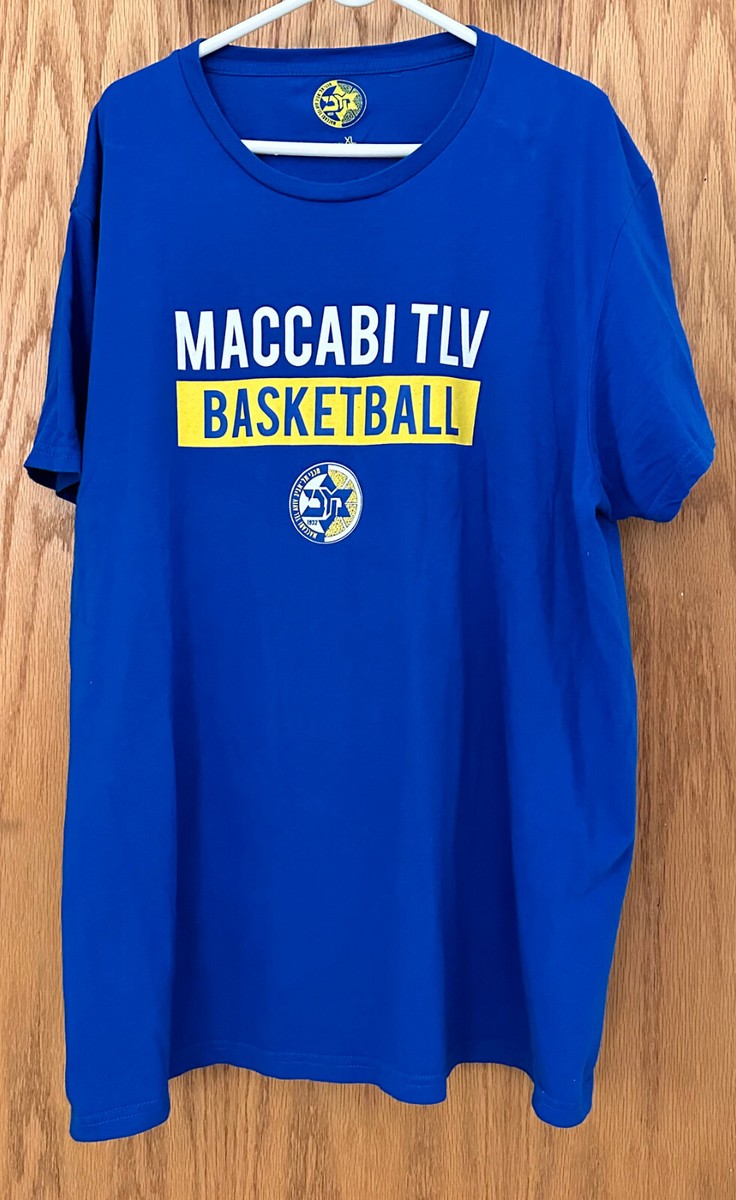 Maccabi Tel Aviv Basketball – Unisex Blue 100% Cotton T-Shirt Size
