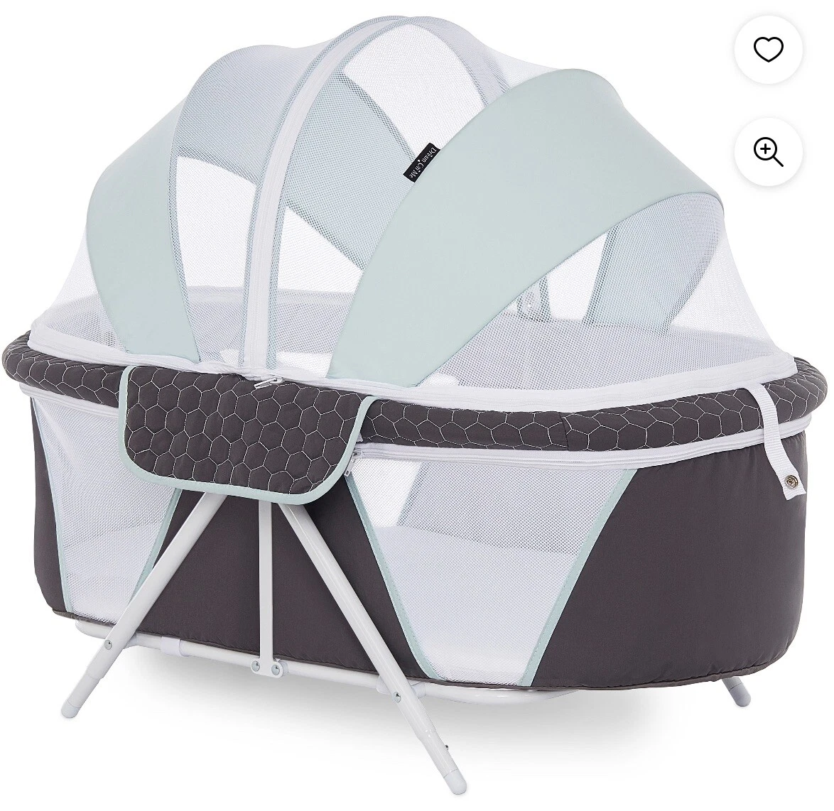 Dream On Me Karley Bassinet Blue Grey Baby Bed Cover Sleep New