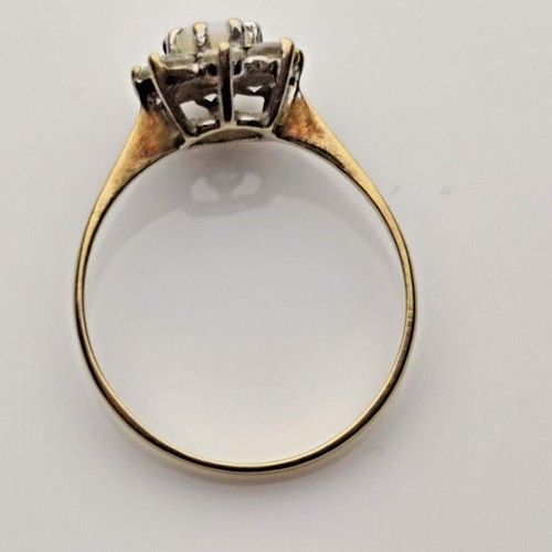 9ct Yellow Gold Ring Oval White Opal Halo Setting Gemstones UK Ring Size P - Picture 9 of 15