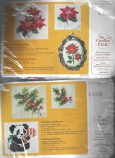 The Creative Circle Kits 2407 2408 Pretty Poinsettias Holly Berries OOP
