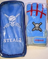 Adult Batting Gloves Small Blue, Red, Gray short cuff cabretta leather Comfort.