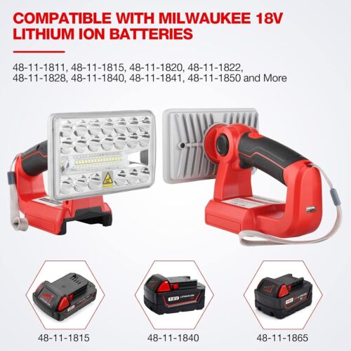 18W 2000LM Cordless LED Work Light For Milwaukee 18V Battery Outdoor Torch Lamp - Picture 4 of 10