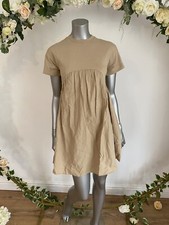 Influence Jumper Dress Cotton Insert Size 8 Dress Beige Short Sleeve NEW MS24