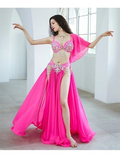 High-end Competition Suit Belly Dance Suit Diamond Bra Split Big Skirt Sexy Suit - Picture 21 of 25
