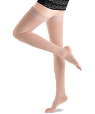 Open Toe Thigh High 20-30 mmHg Compression Stockings for Women and Men, Firm Sup