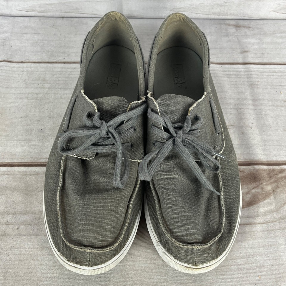 Sanuk Men’s Size 13 The Sea Man Canvas Boat Shoes Gray Lace Up eBay