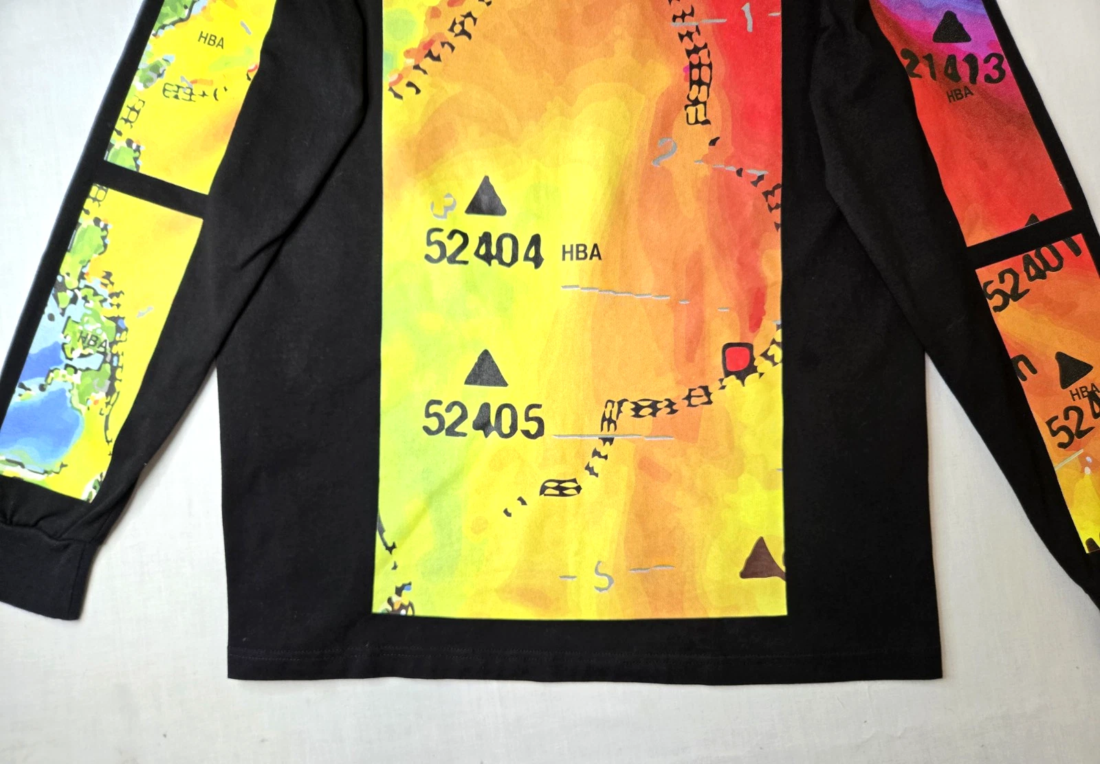 HBA (HOOD BY AIR) T shirt termica manica lunga Hood By Air HBA Shayne Oliver mappa meteo uomo XL