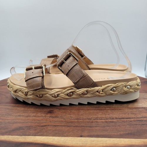 Donald Pliner Larabee Sandals Women's 9M Tan Brown Leather Espadrille Platform - Picture 5 of 12
