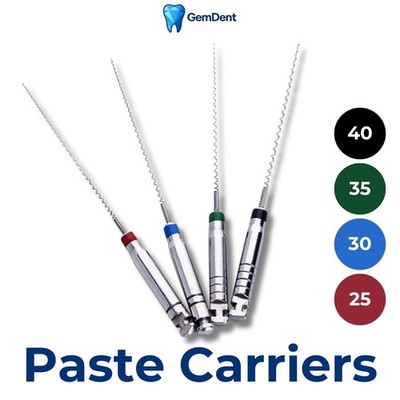 GemDent Lentulo Paste Carriers Stainless Steel Endo Root Canal 21/25mm 4pcs/pack