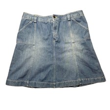 Eddie Bauer Denim Jean A-Line Skirt Knee Length Panel Cotton Women's Size 14