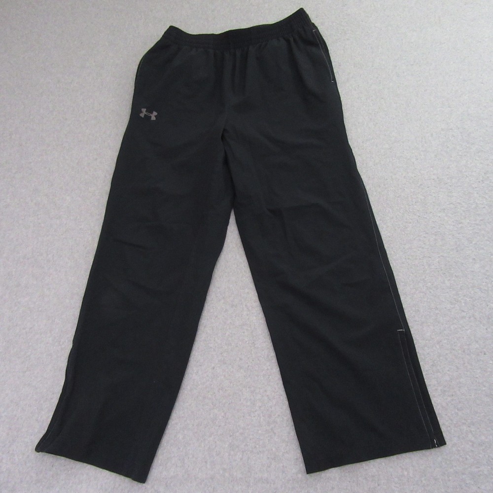 Under Armour Mens Stretch Active Pants with Zip Hem and Drawstring in Black