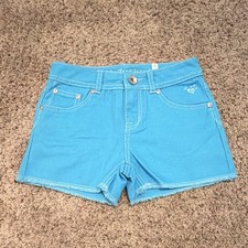 Justice Girls' Blue Cut-Off Denim Shorts Frayed Hem Pockets Size 10R