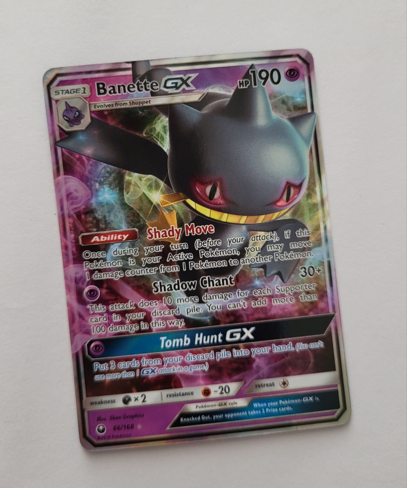 Pokemon Banette GX 66/168 Holo Celestial Storm Ultra Rare Full Art TCG Card 2018