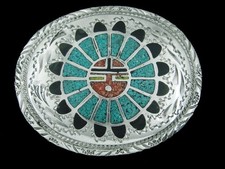 SF01173 VINTAGE 1984  SUN GOD  SOUTHWESTERN DESIGN ART BELT BUCKLE