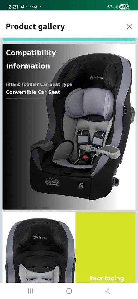 Assento de carro conversível Baby Trend Trooper™ Slim 3 em 1, painel preto - Imagem 4 de 4