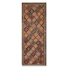 Vintage Hand Woven Southwestern Kilim 100% Wool Area Rug Brown 5'2" x 12'9"