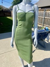 NWT New Cider Green Ribbed Knit Bodycon Spaghetti Strap Dress M Medium