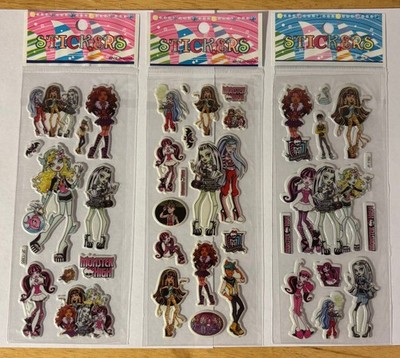 Monster High Set of 3 Sticker Sheets Draculaura Frankie Clawdeen Cleo Lagoona