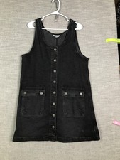 American Eagle Dress Womens Large Black Denim Tank Shift Button Front Pockets