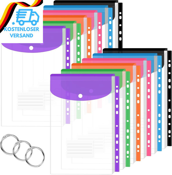 Vakki Dokumentenmappe A4, 12 StüCk Transparent Dokumententasche A4 Zum Abheften,-image