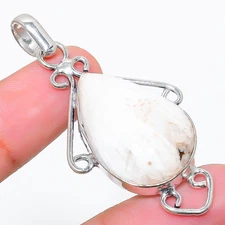 Scolecite Gemstone Handmade 925 Sterling Silver Jewelry Pendant 2.09"