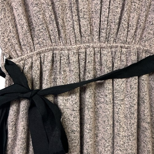 Monteau Girl Dress Heather Grey Embellished Neckline Tie Waist Pearls Rhinestone - Picture 2 of 10