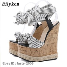 Women Summer Platform Wedges High Heels Ankle Strap Pumps Party Shoes Sandals