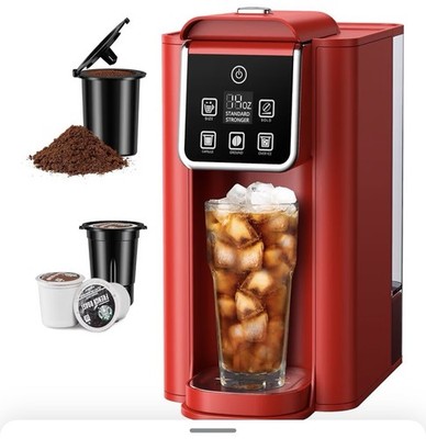 SHARDOR Single Serve Coffee Maker Hot and Iced Coffee Machine for K Cup Pods RED
