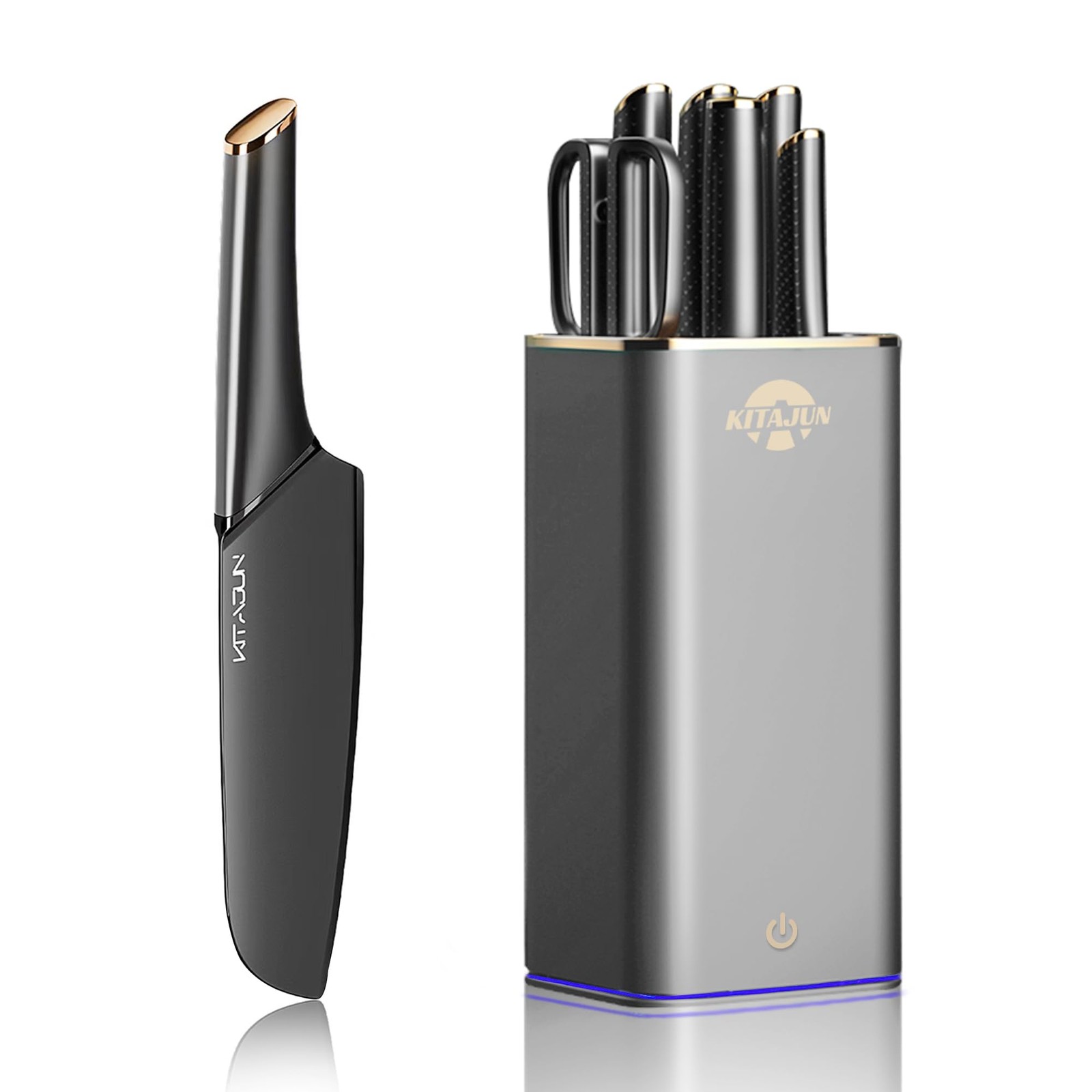 НАБОР КУХОННЫХ НОЖЕЙ KITAJUN - 6 СО ВСТРОЕННОЙ ЗАТОЧКОЙ ИЗ НЕРЖАВЕЮЩЕЙ СТАЛИ, XD6-ТИТАН