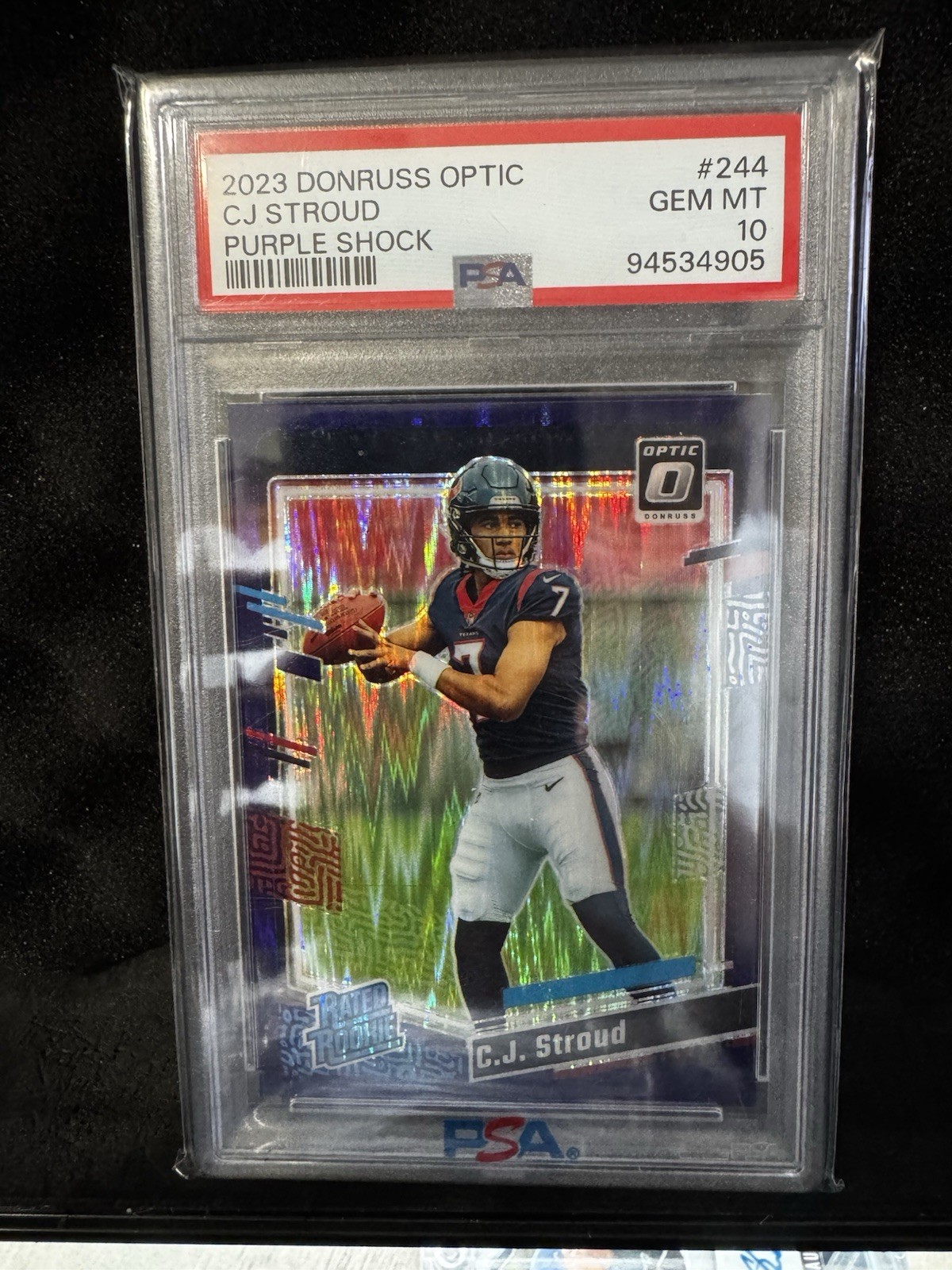 2023 Panini Donruss Optic Rated Rookie C.J. Stroud #244 Purple Shock PSA 10
