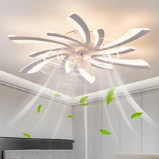 31" Modern V-Shaped Ceiling Fan with Light Flush Mount Kit Remote APP Control