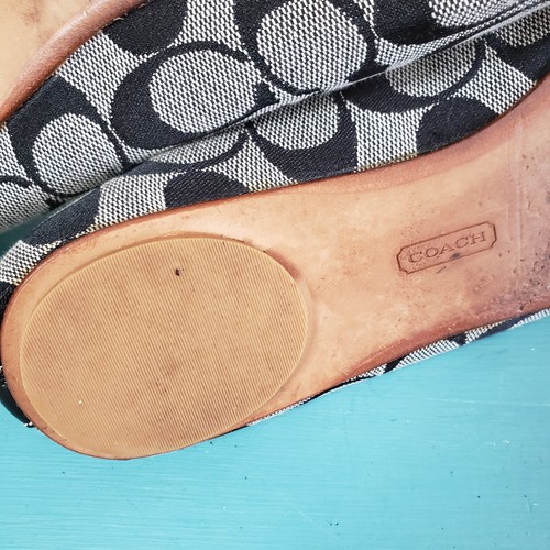 Coach Ballet Flats Womens 11M Black Cindie Signature C Logo Bow Preppy Old Money - Picture 13 of 15